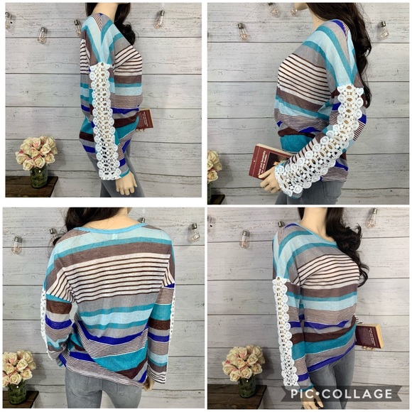 HYX Cool Colors Striped Embellished-Sleeve Top - Picture 3 of 7